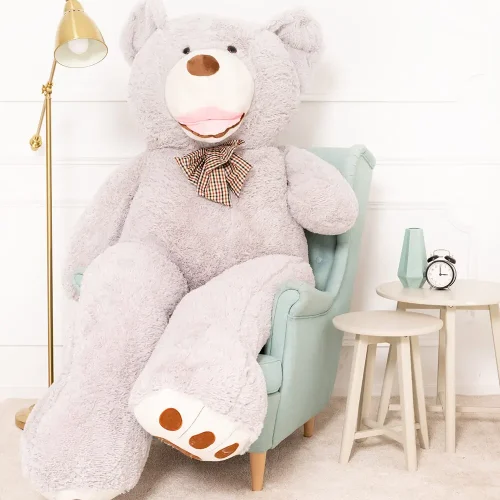 Teddyway Bobo Großer Plüschtier Teddybär Riesen XXL, Kuscheltier, Spielzeug, 220 Cm, Grauer - Teddyway